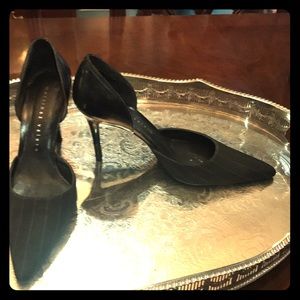 Martinez Valero black pinstripe heels